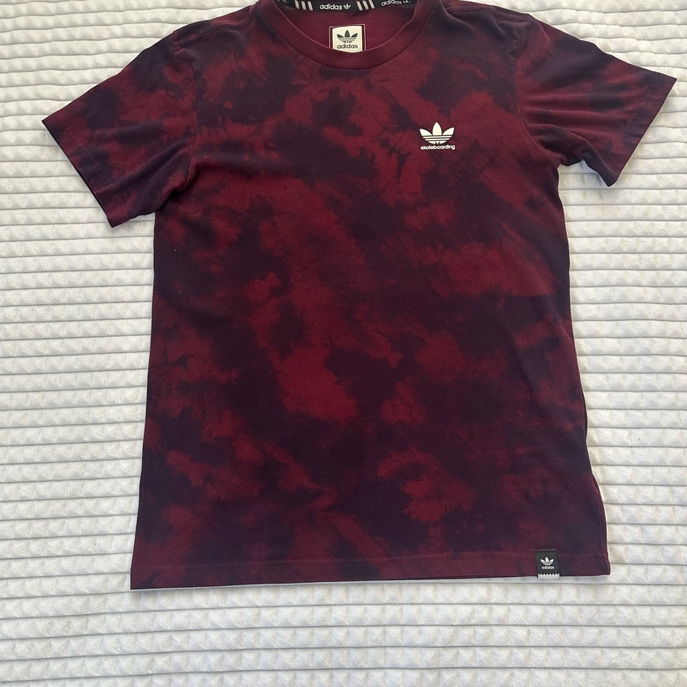 Adidas Skateboarding Men's Maroon Tie-Dye T-Shirt